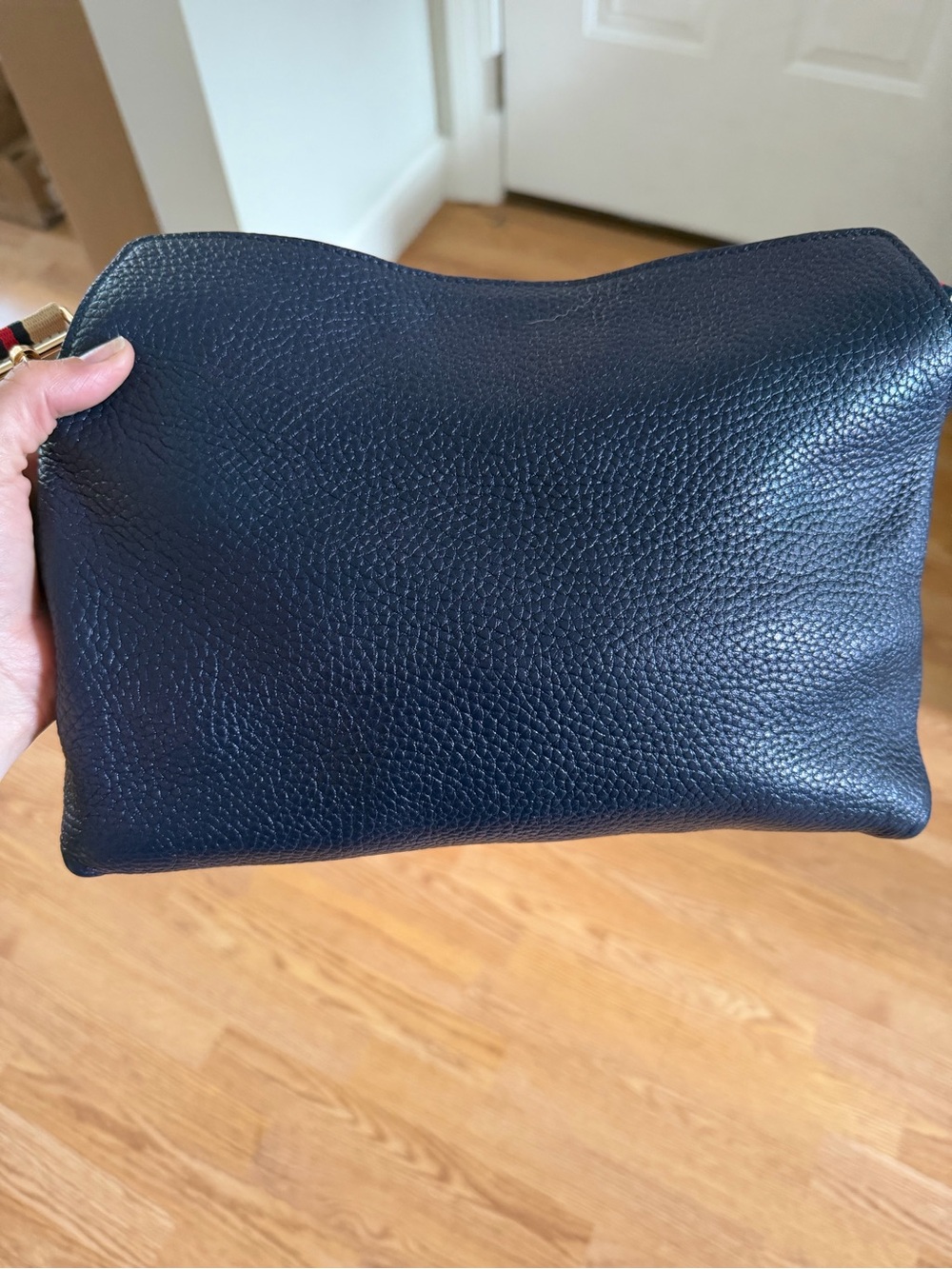 Burberry Navy Leather Crossbody Bag with Striped Strap - Picture 5 of 6